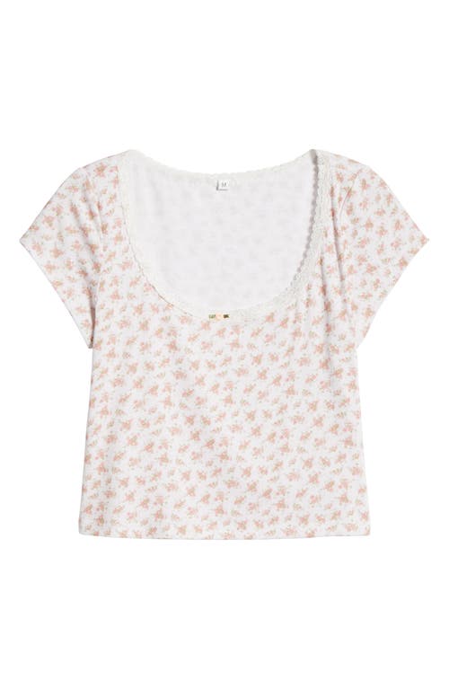 Kilo Brava Lace Trim Stretch Modal Crop Top In Ditsy Pink Floral
