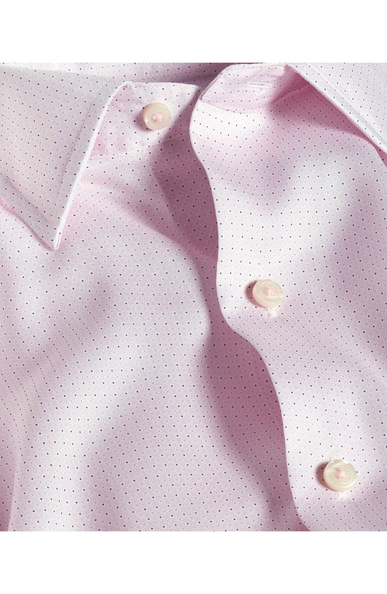 David Donahue Micro Print Short Sleeve Shirt, Alternate, color, Pink/ Multi