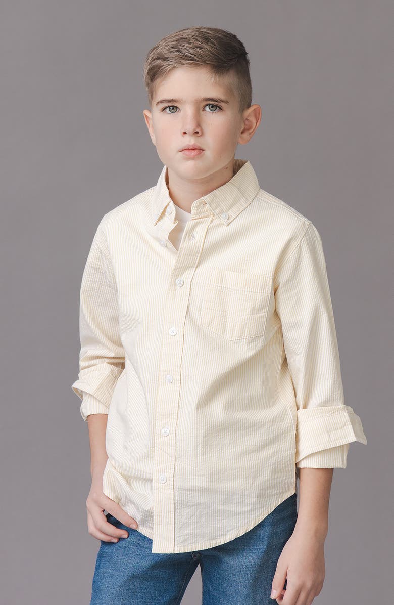 Hope & Henry Kids' Organic Long Sleeve Seersucker Shirt, Alternate, color, Yellow Seersucker