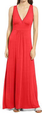 Loveappella V-Neck Jersey Maxi Dress