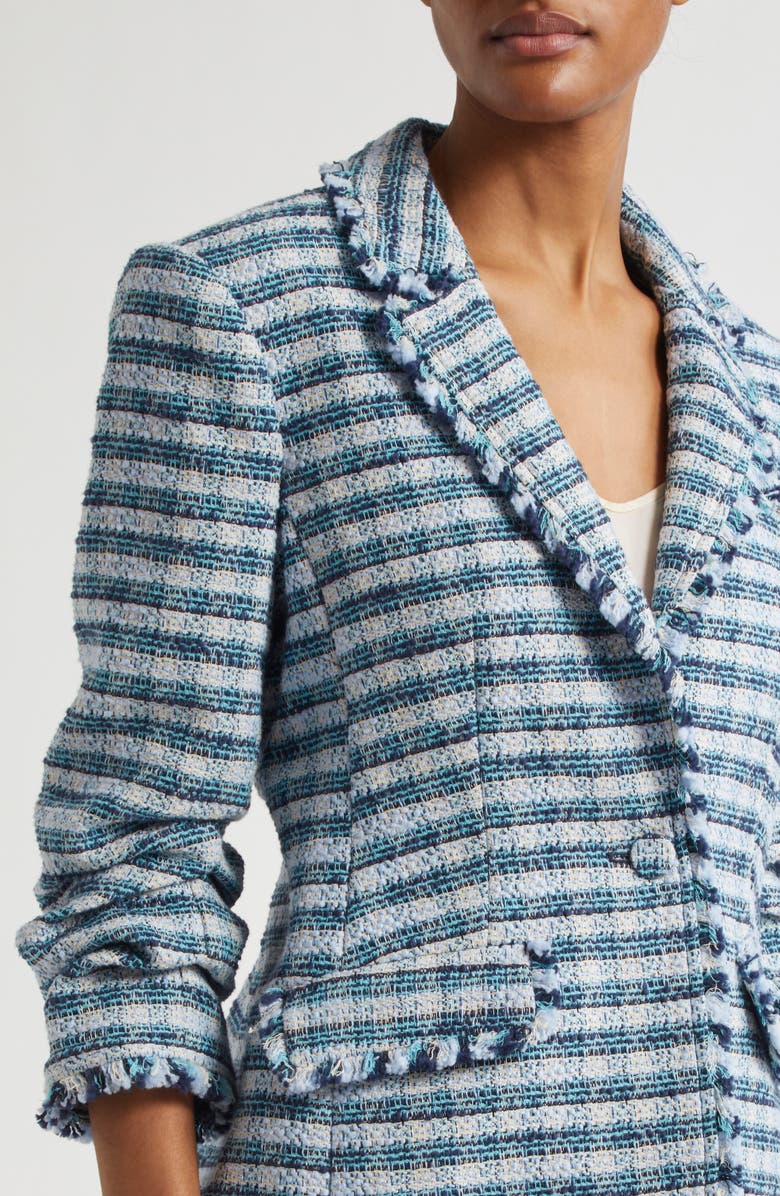Cinq à Sept Khloe Stretch Cotton Tweed Blazer, Alternate, color, Navy Multi