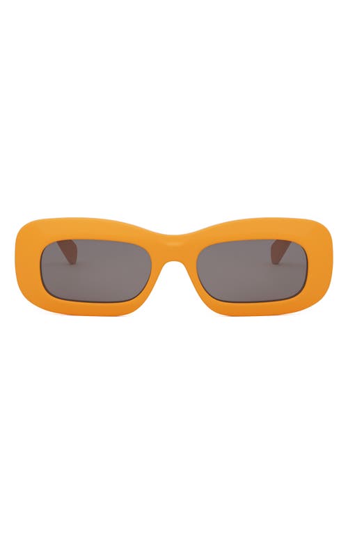 CELINE Bold 3 Dots 51mm Rectangular Sunglasses in Shiny Orange /Smoke 