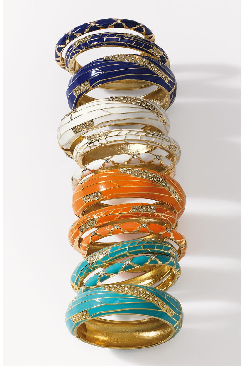 Small Insect Wing Enamel Bangle, Alternate, color, ORANGE/ GOLD