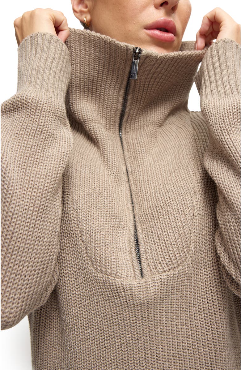 Ingrid & Isabel ZIP FRONT SWEATER, Alternate, color, Taupe