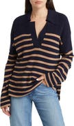 Rails Harris Stripe Cotton, Wool & Cashmere Polo Sweater