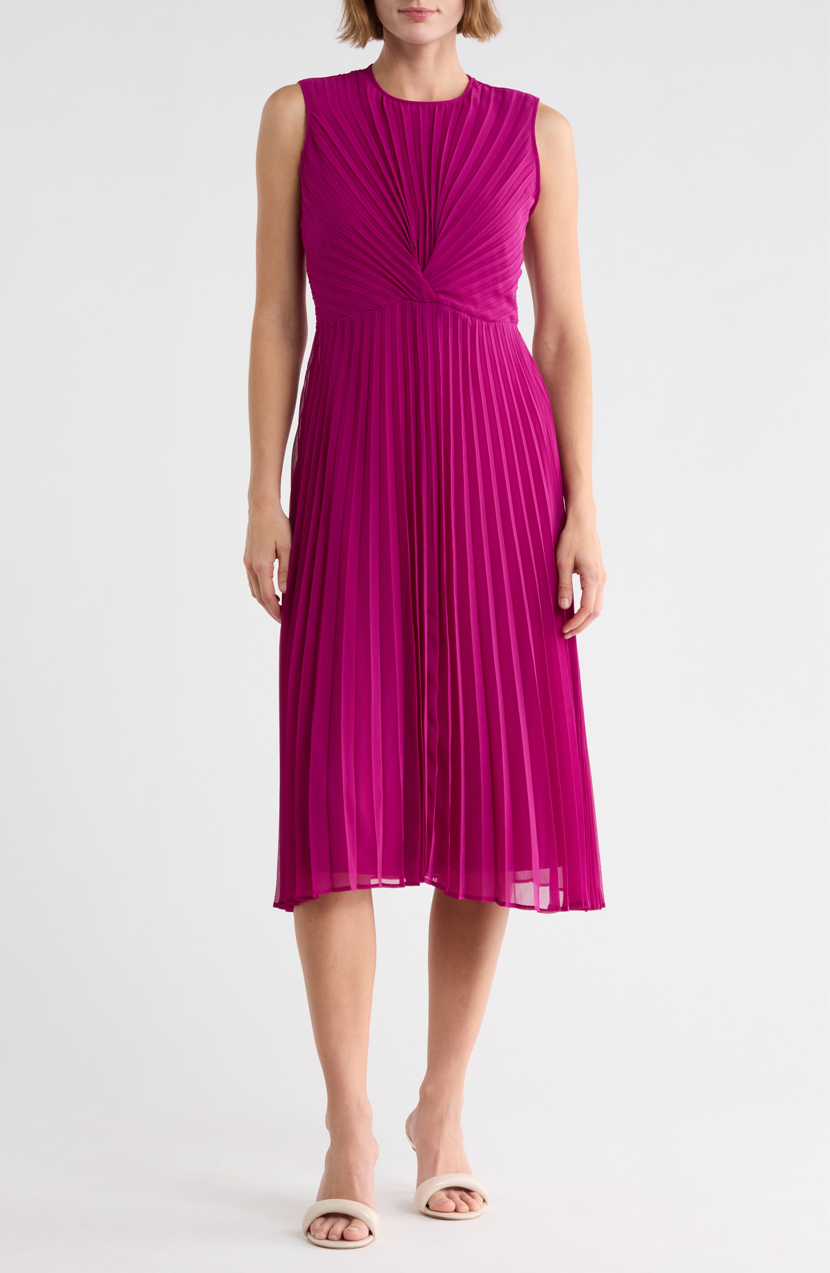 Sleeveless Pleated Midi Dress