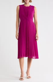 DKNY Sleeveless Pleated Midi Dress