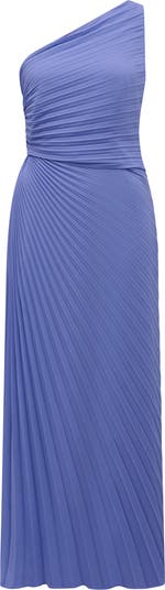 Mirabelle One-Shoulder Pleated Gown