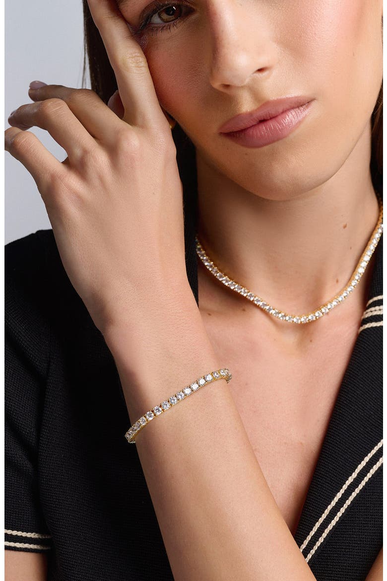 Silver Tennis Bracelet, Alternate, color, Gold
