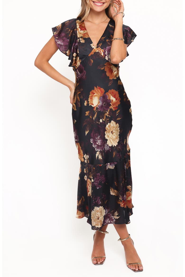 Evonne Floral Print Midi Dress, Main, color, NIGHTFALL FLORAL