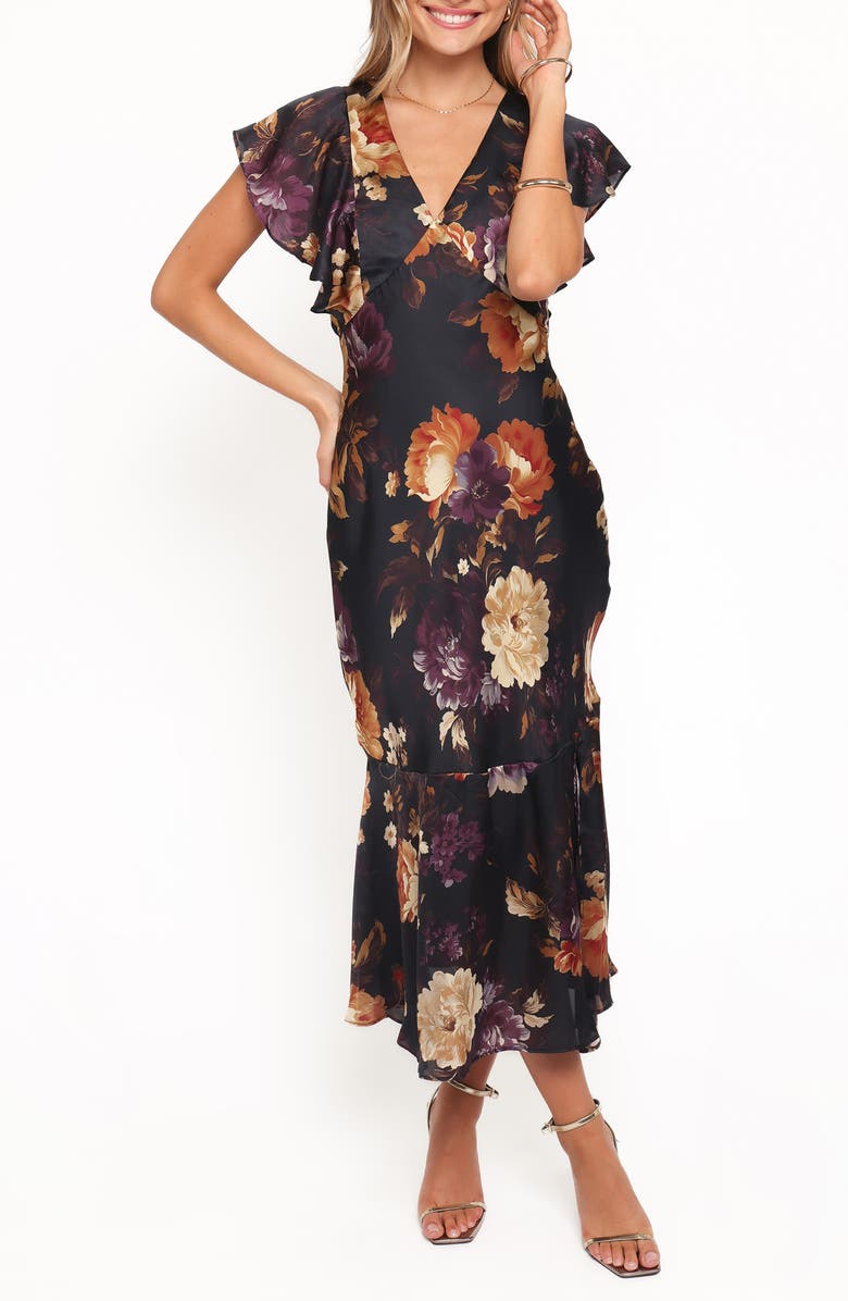 Petal & Pup Evonne Floral Print Midi Dress, Main, color, Nightfall Floral