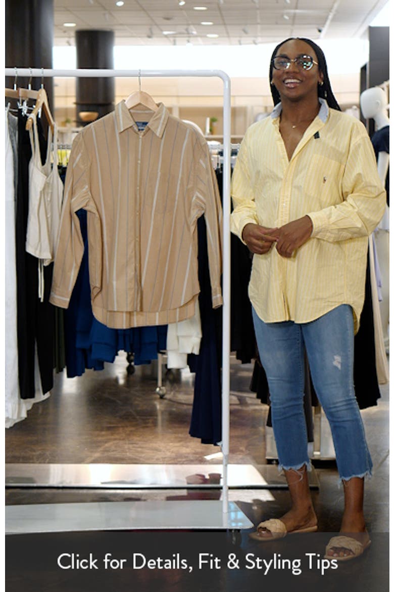 Oversize Fit Stripe Cotton Button-Up Shirt video