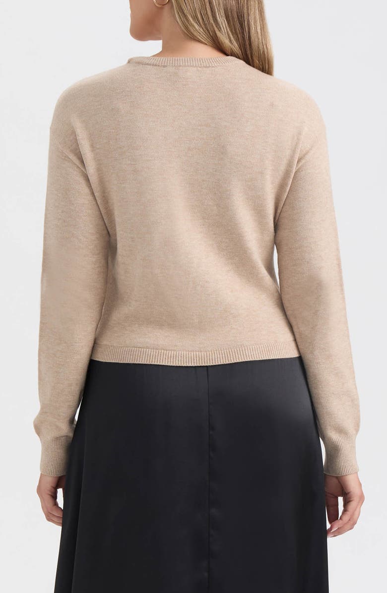 Ellen Tracy Long Sleeve Mixed Media Rib & Satin Maxi Dress, Alternate, color, Taupe Mix