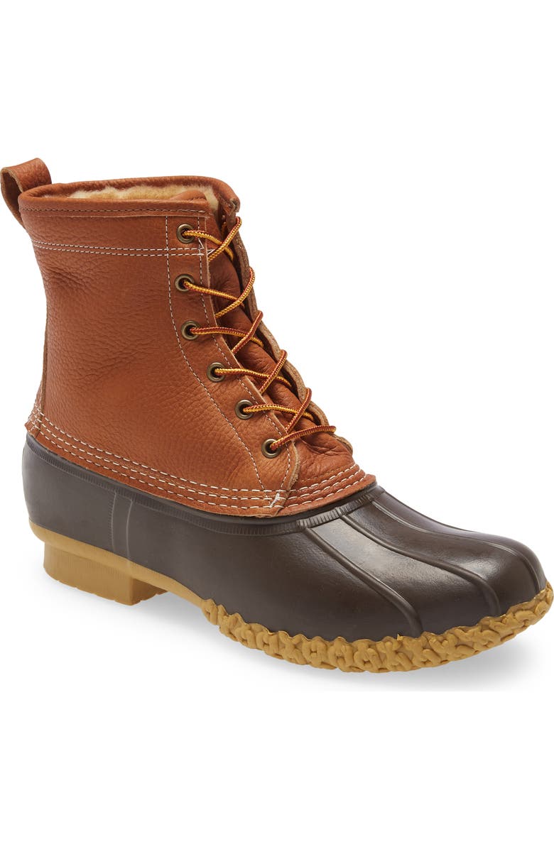L.L.Bean Genuine Shearling & Leather Bean Boot, Main, color,