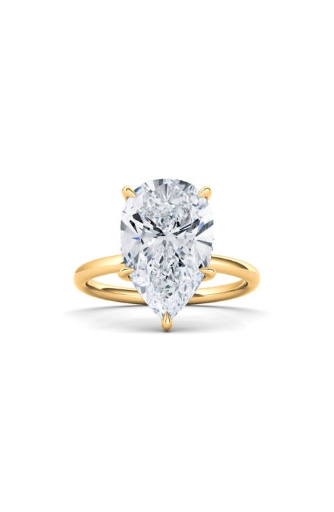 Pear Cut Lab Created Diamond Ring