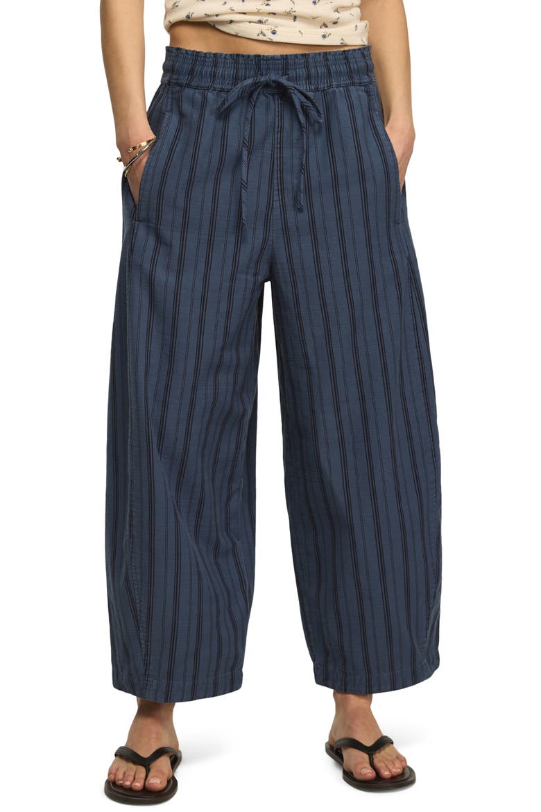 Stripe Cotton Blend Barrel Leg Pants, Main, color, BLUE STRIPE