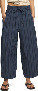 Lucky Brand Stripe Cotton Blend Barrel Leg Pants
