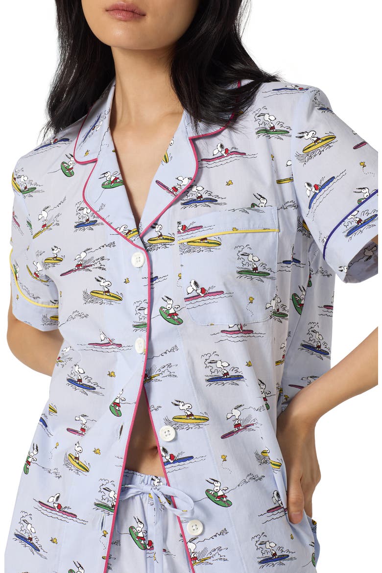 x Peanuts® Catch a Wave Organic Cotton Poplin Short Pajamas, Alternate, color, CATCH A WAVE SNOOPY