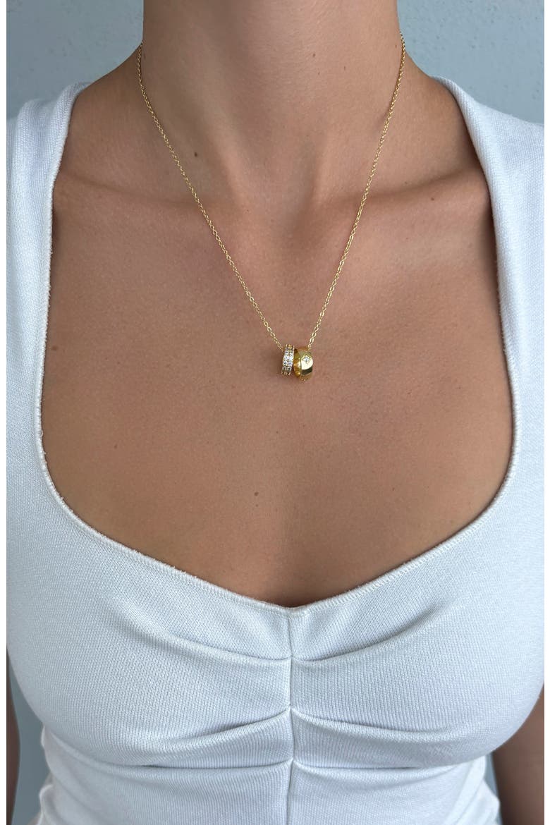 Double Ring Pendant Necklace, Alternate, color, GOLD