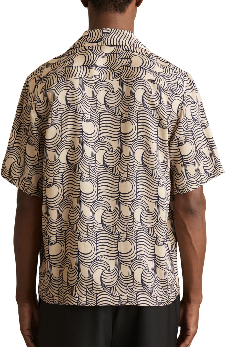 Reiss Waver Camp Shirt, Alternate, color, Off White/ Navy