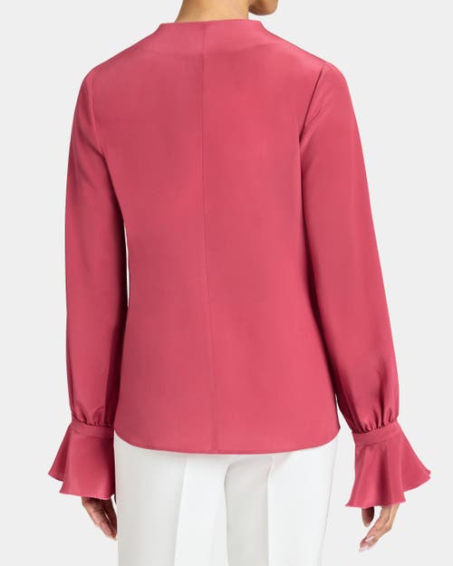 Santorelli Rue Silk Long Sleeve Blouse In Silk Crepe De Chine