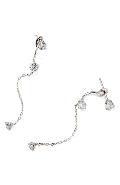 Salome CZ Linear Dangle Jacket Earrings