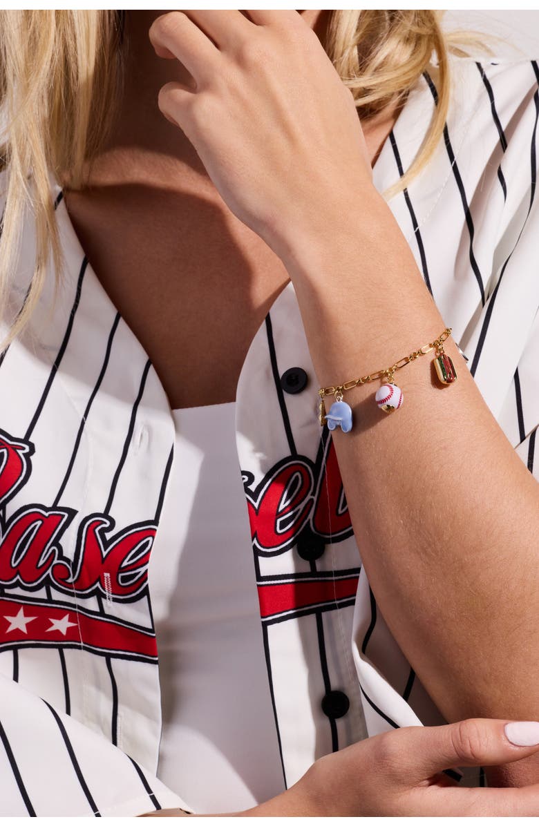 Alex and Ani 'Take Me Out to the Ballgame' Baseball Charm Bracelet, Alternate, color, Brass Two Tone