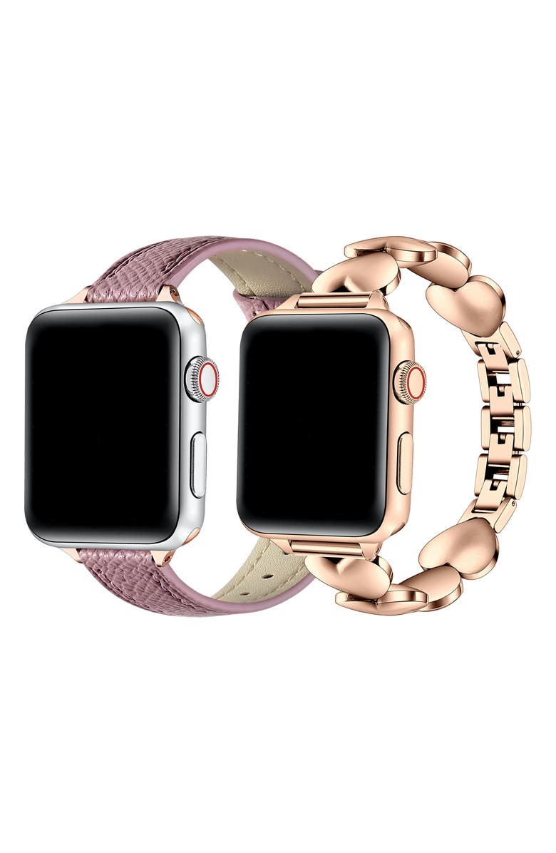Posh Tech Aphrodite 2-Pack Leather & Chain Apple Watch<sup>®</sup> Watchbands, Alternate, color, 