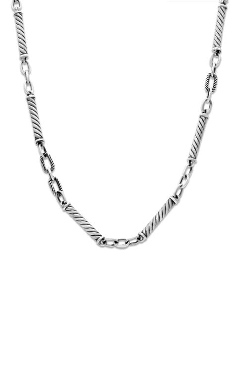 Sterling Silver Twisted Mixed Link Necklace