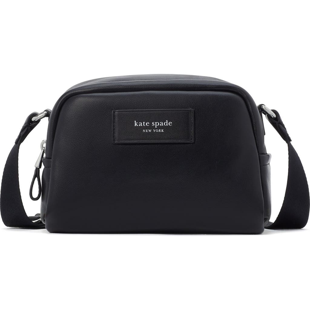 Kate Spade New York Puffed Small Leather Crossbody Bag In Black