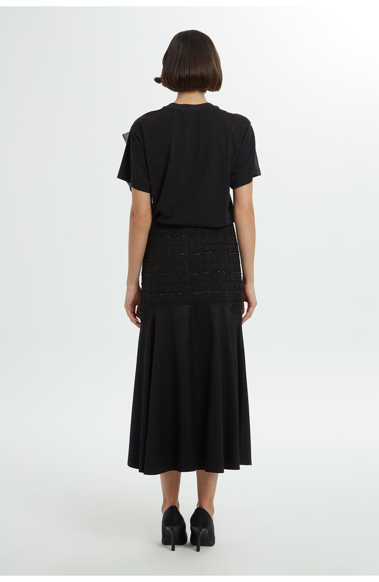 Gizia Upper Sequin Side Zipper Black Midi Skirt, Alternate, color, Black