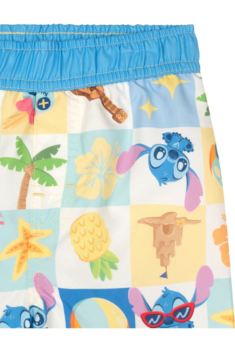 Lilo & Stitch Swimwear 2-Piece Rash Guard and Swim Trunks Set, Alternate, color, Aqua Stitch Scrump