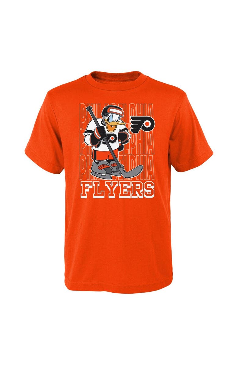 Outerstuff Youth Orange Philadelphia Flyers Disney Donald Duck Three-Peat T-Shirt, Main, color,