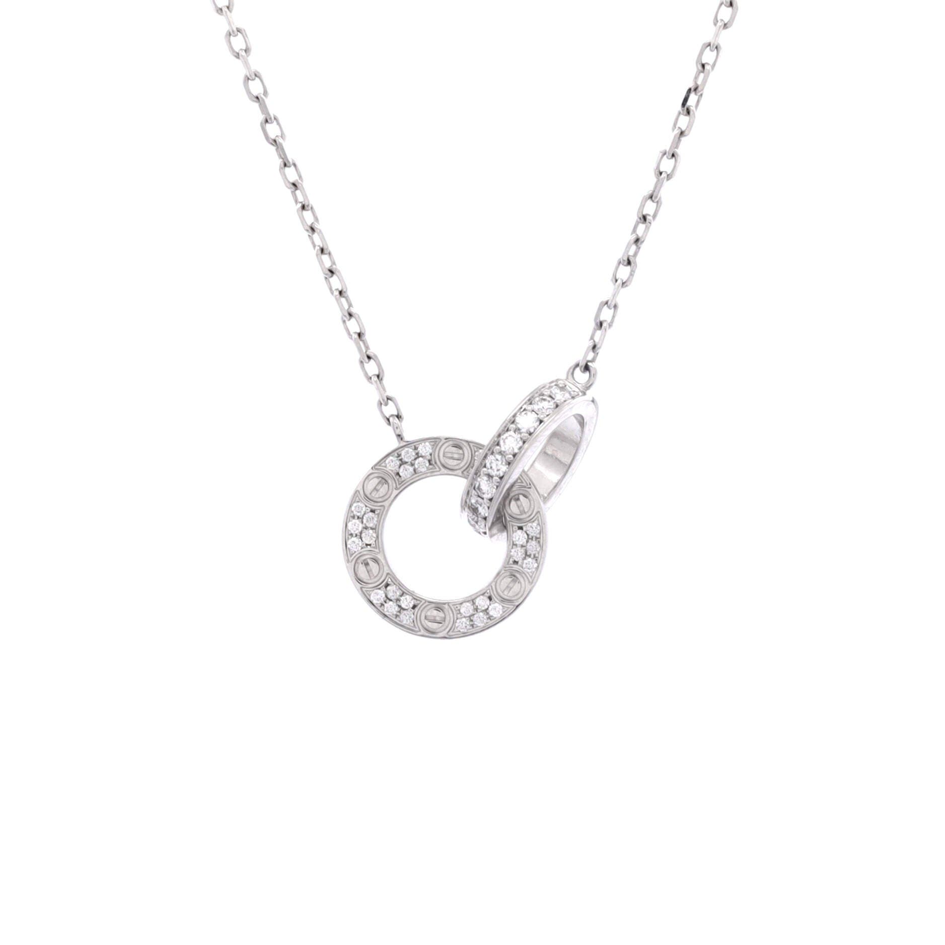 Love Interlocking Pave Necklace 18K White Gold and Diamonds, Main, color, Metallic Gold