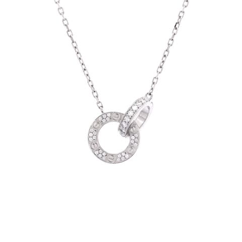 Love Interlocking Pave Necklace 18K White Gold and Diamonds
