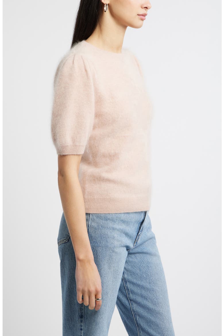 Femme Short Sleeve Brushed Cashmere Sweater, Alternate, color, PINK ADOBE