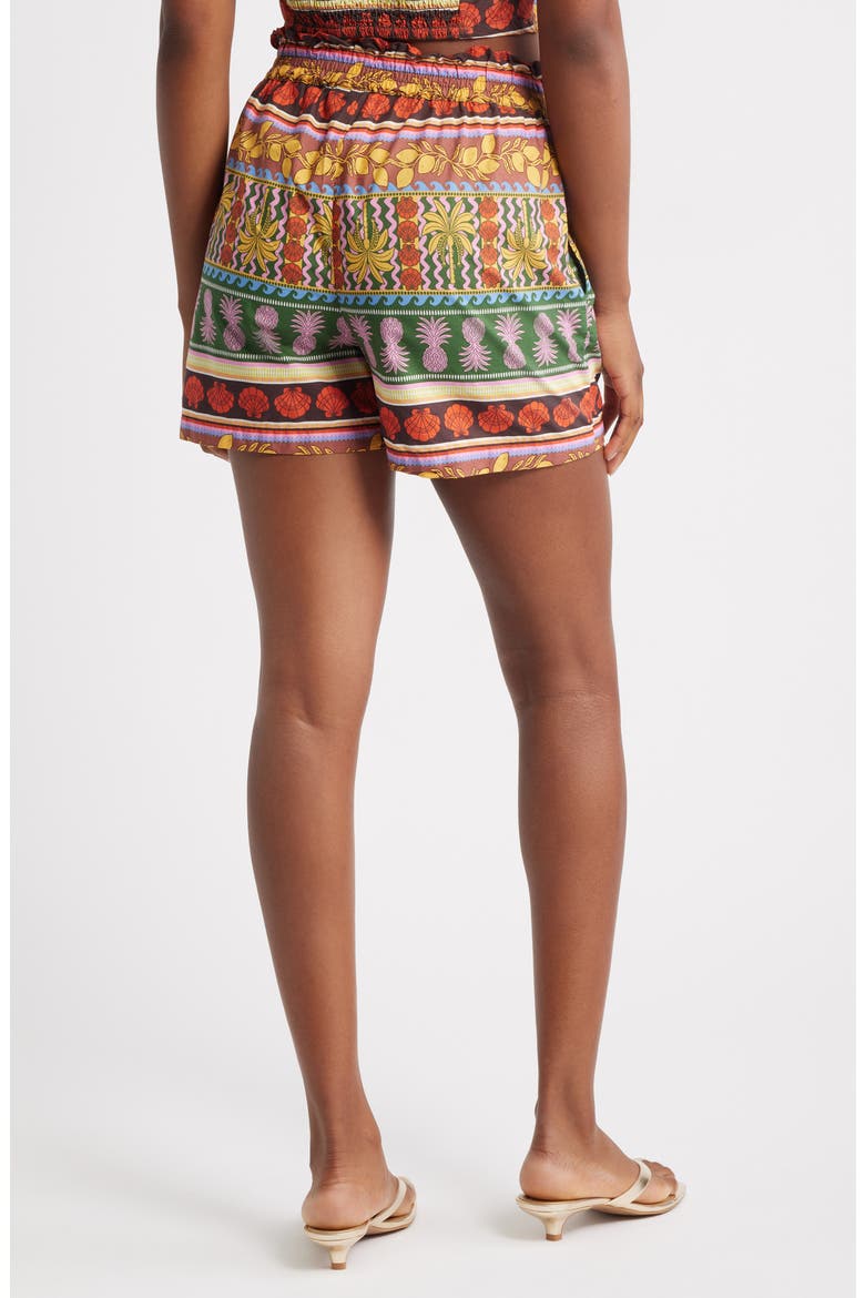 Truly Tropical High Waist Cotton Shorts, Alternate, color, CLOUD DANCER AOP TRO