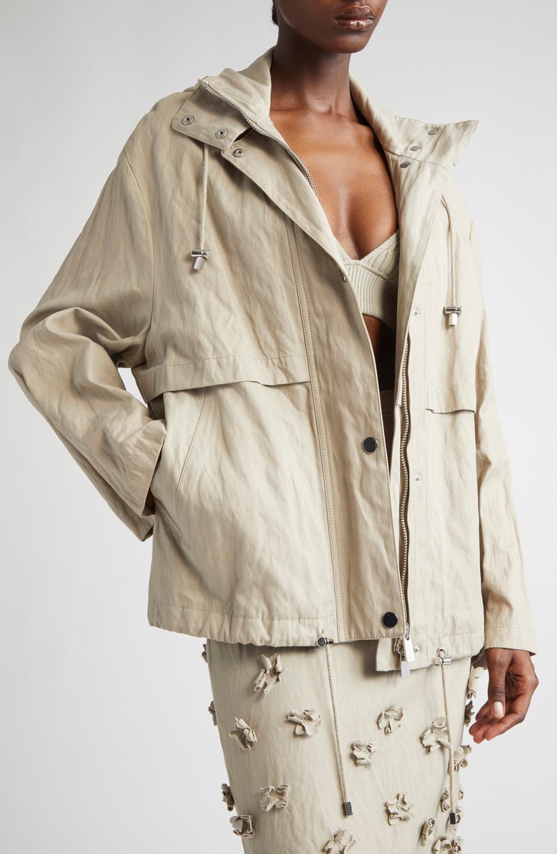 Michael Kors Collection Metallic Gabardine Hooded, Alternate, color, 