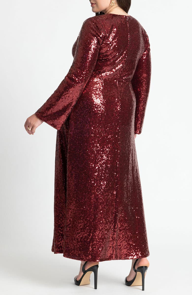 ELOQUII Sequin Long Sleeve Cutout Maxi Dress, Alternate, color,