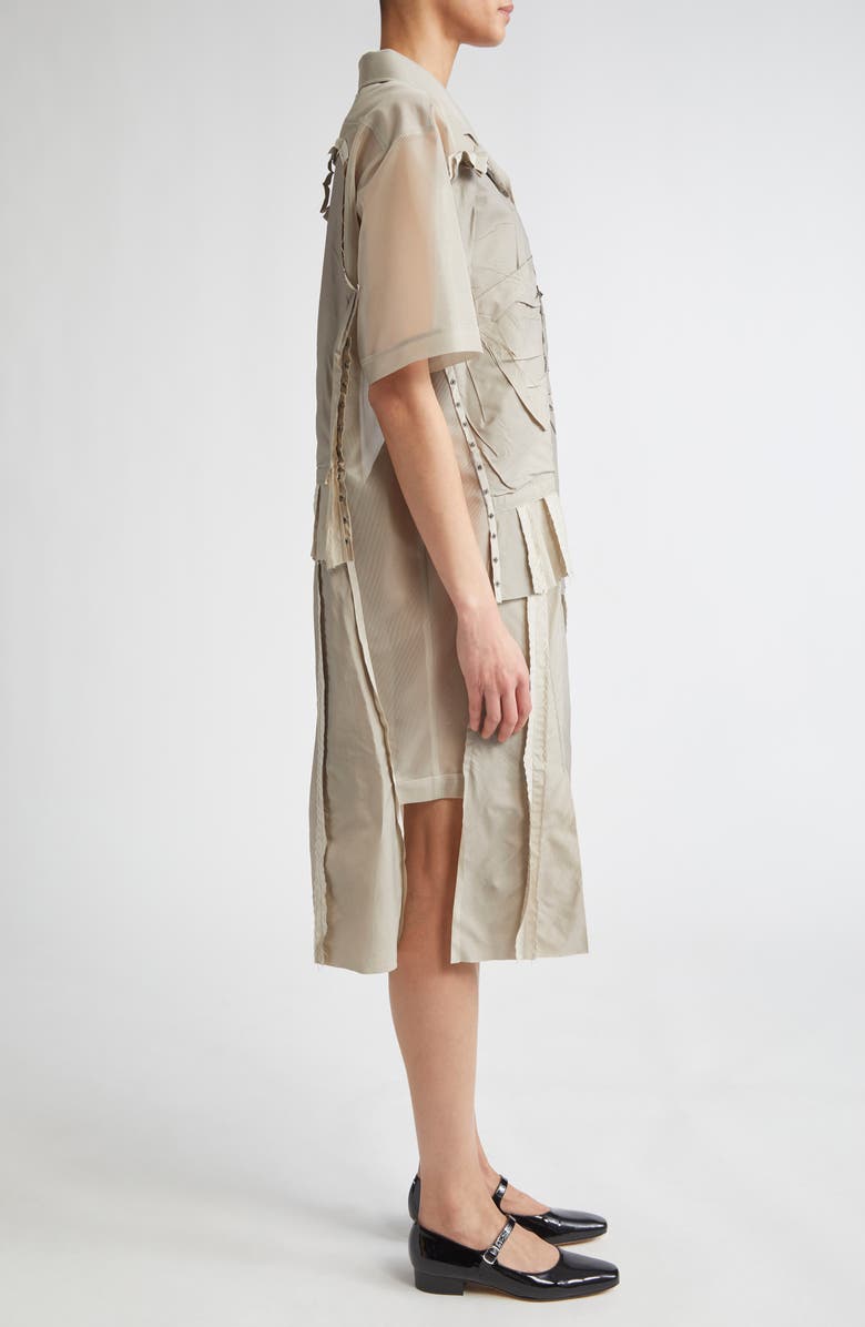Maison Margiela Décortiqué Pleated Shirtdress, Alternate, color, Stone And Powder