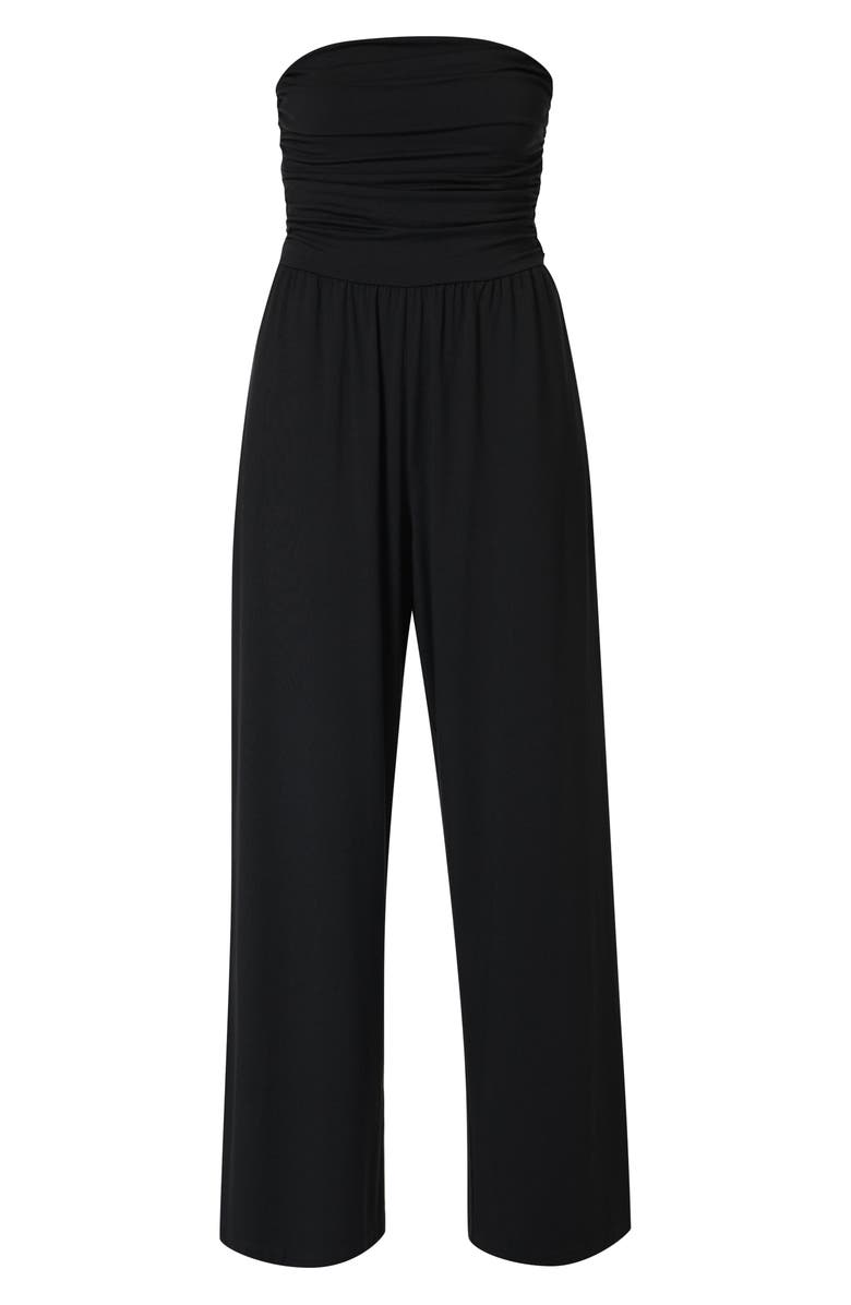 Sweaty Betty Strapless Wide Leg Jumpsuit, Alternate, color, Black