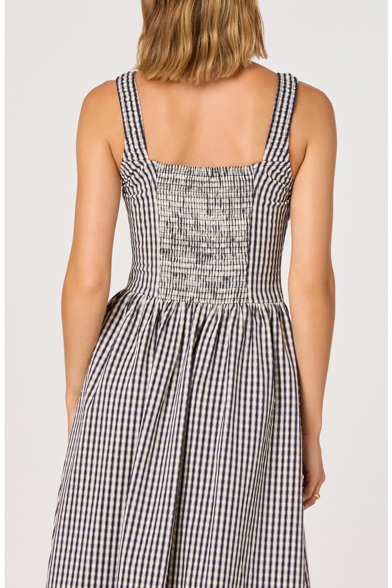 Temperance Gingham Corset Midi Dress, Alternate, color, BLACK GINGHAM