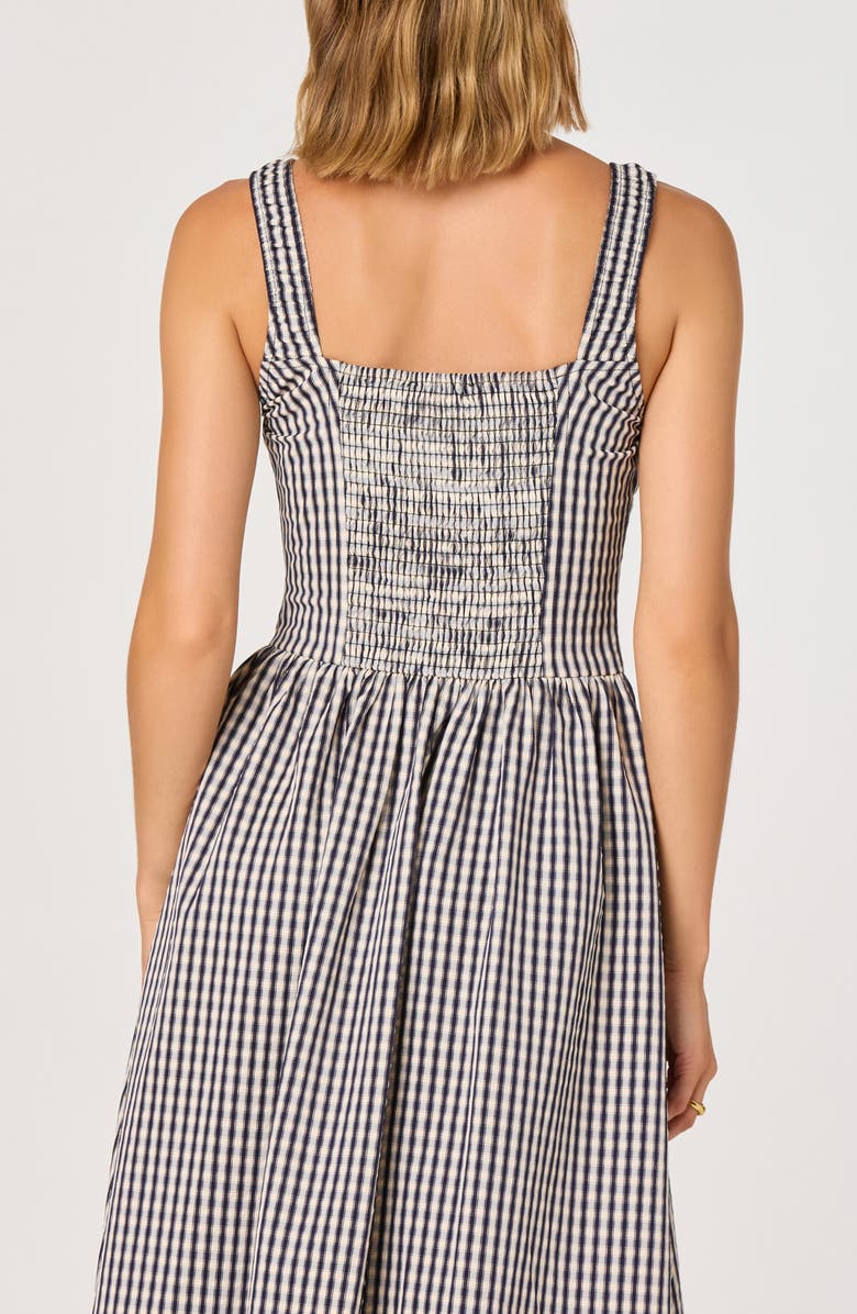 ASTR the Label Temperance Gingham Corset Midi Dress, Alternate, color, Black Gingham