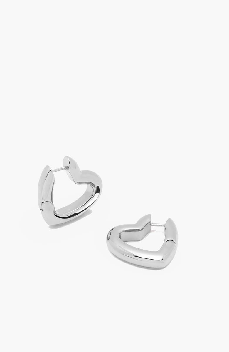 YOJ Loff Mini Heart Hoop Earrings in Silver, Alternate, color, Silver