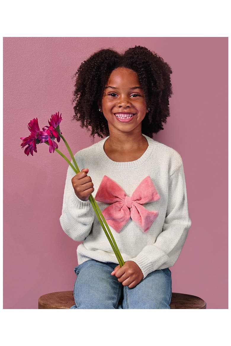Girls Meet and Greet Bow Knit Sweater, Main, color, Ivory/Mauve Bow