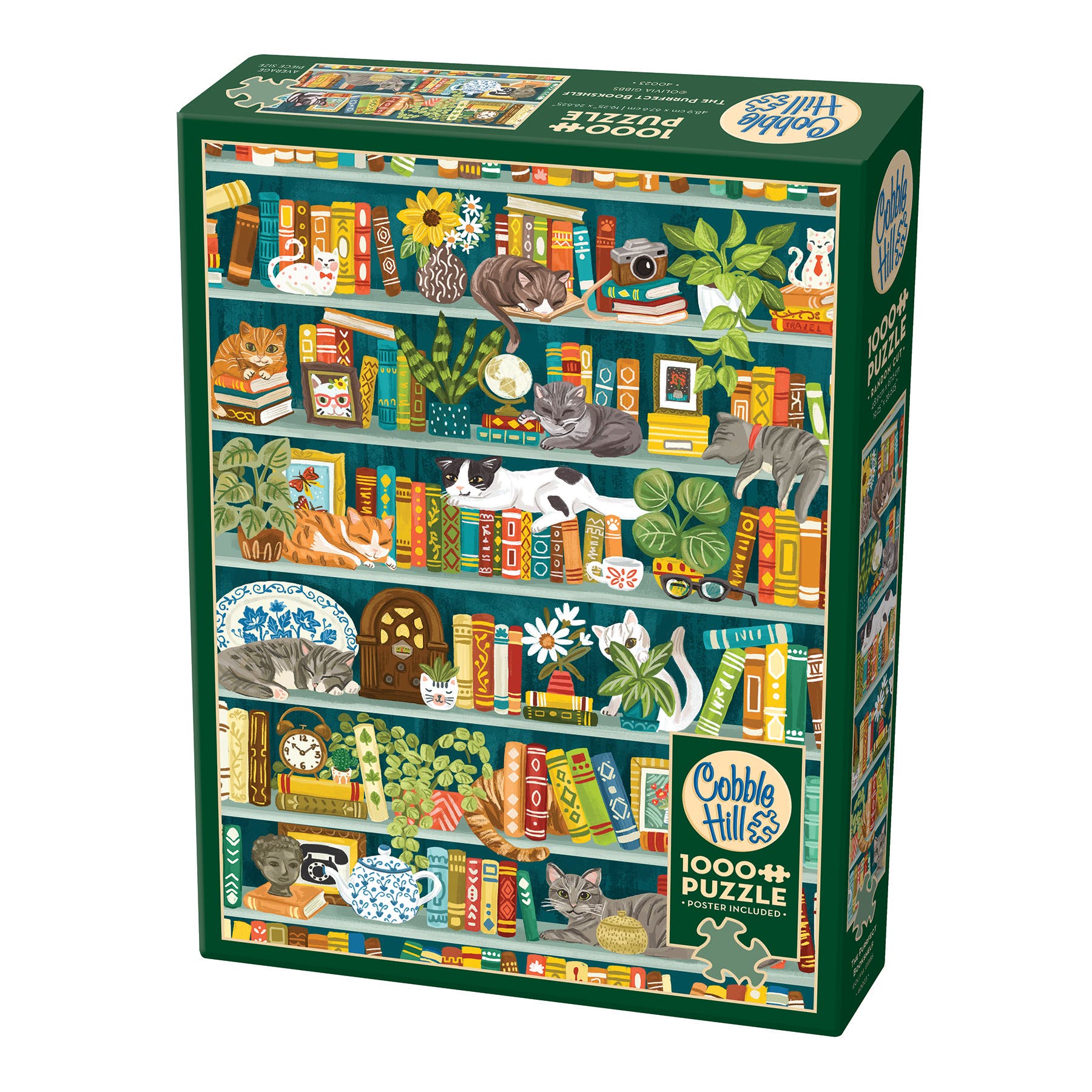 Cobble Hill 1000 Piece Puzzle The Purrfect Bookshelf Reference Poster in Multicolored 