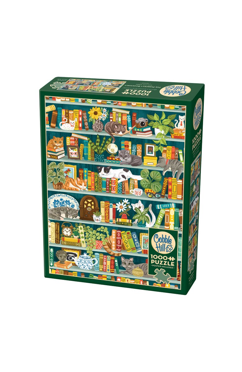 Cobble Hill 1000 Piece Puzzle The Purrfect Bookshelf Reference Poster, Main, color, Multicolored