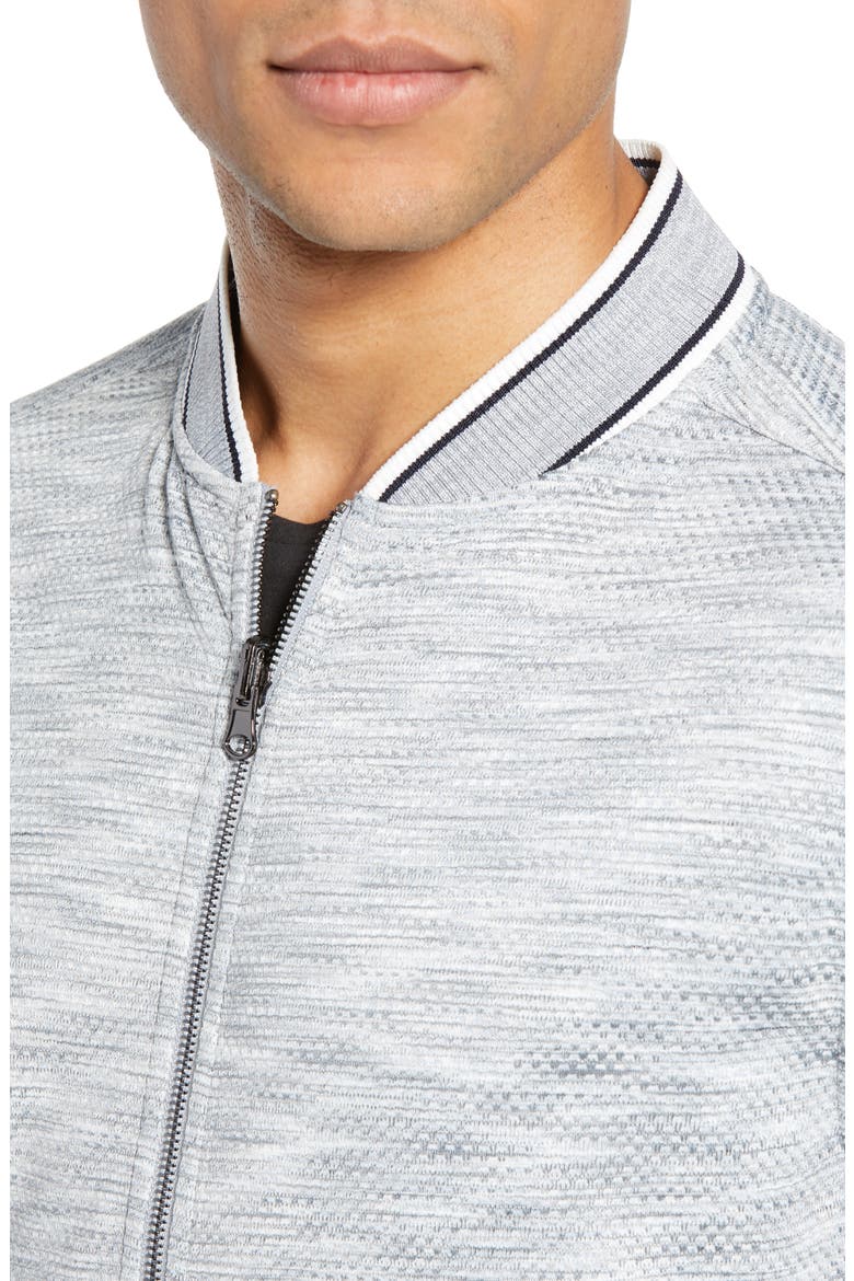 Slim Fit Reversible Bomber Jacket, Alternate, color, LIGHT GREY STRIPE