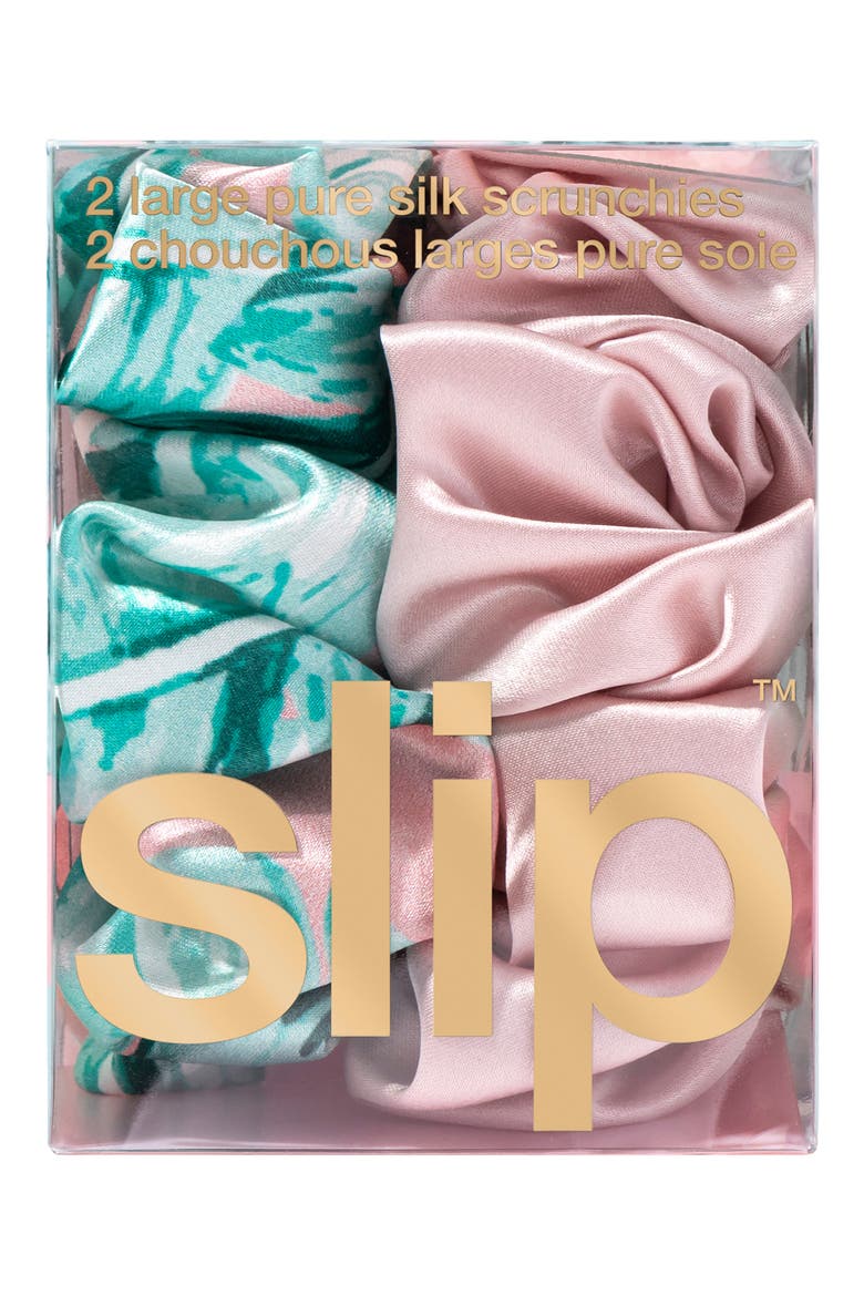 2-Pack Large Silk Scrunchies, Alternate, color, CALI NIGHTS