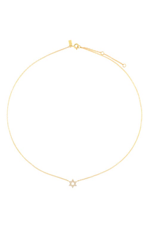 Ef Collection 14k Yellow Gold Diamond Star Of David Pendant Necklace, 16-18 In 14k Yellow Gold